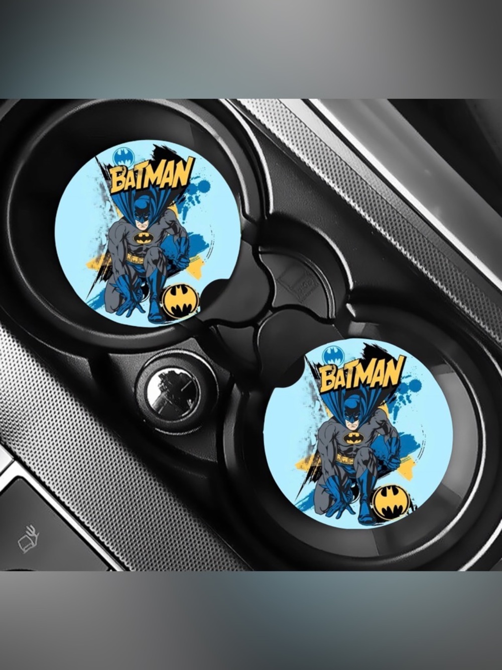 Old School Batman Car Coasters Absorbent Set of (2)